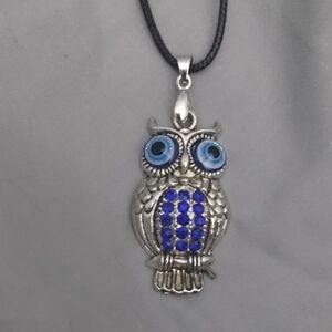 Silver and Blue Owl Pendant Necklace